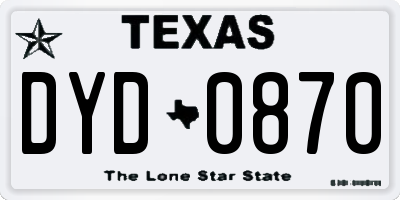 TX license plate DYD0870