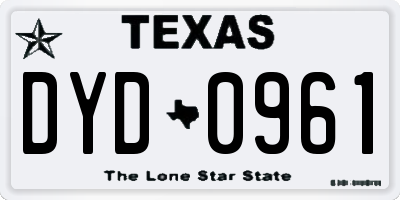TX license plate DYD0961