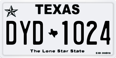 TX license plate DYD1024