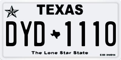 TX license plate DYD1110