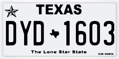TX license plate DYD1603