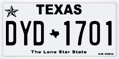 TX license plate DYD1701