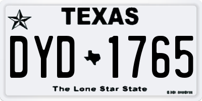 TX license plate DYD1765