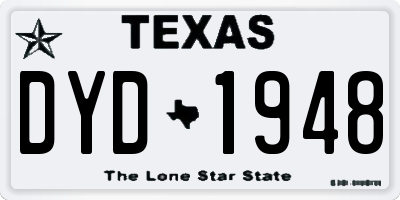 TX license plate DYD1948