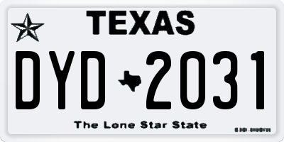 TX license plate DYD2031