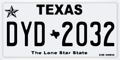 TX license plate DYD2032