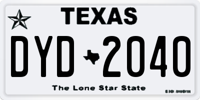 TX license plate DYD2040
