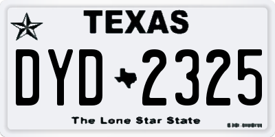 TX license plate DYD2325