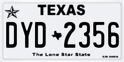 TX license plate DYD2356