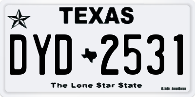 TX license plate DYD2531