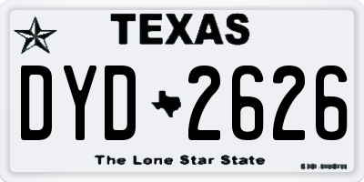 TX license plate DYD2626
