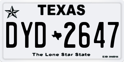 TX license plate DYD2647