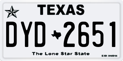 TX license plate DYD2651