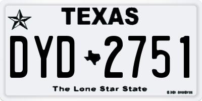 TX license plate DYD2751