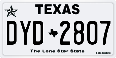 TX license plate DYD2807