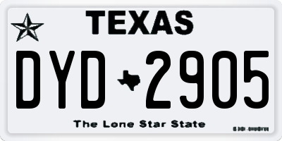 TX license plate DYD2905