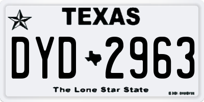 TX license plate DYD2963
