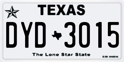 TX license plate DYD3015