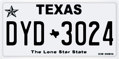 TX license plate DYD3024