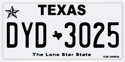 TX license plate DYD3025