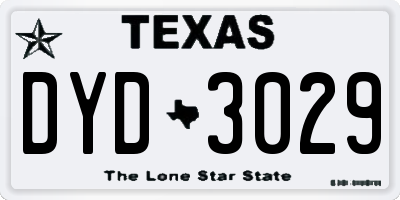 TX license plate DYD3029