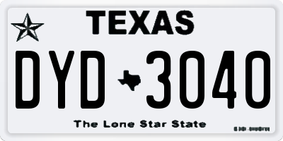 TX license plate DYD3040