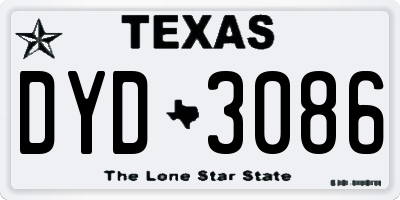 TX license plate DYD3086