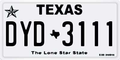 TX license plate DYD3111