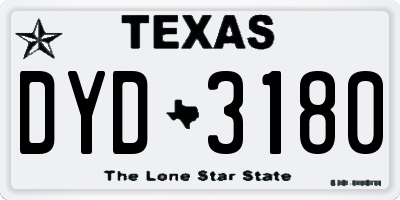 TX license plate DYD3180