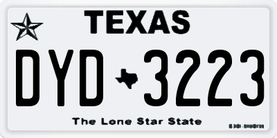 TX license plate DYD3223