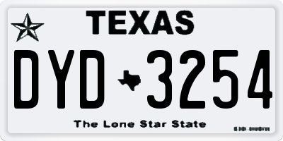 TX license plate DYD3254
