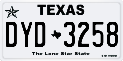 TX license plate DYD3258