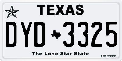 TX license plate DYD3325