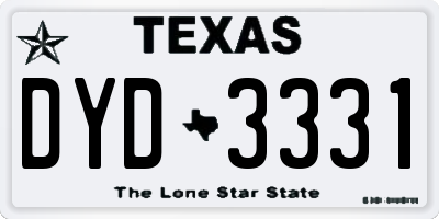 TX license plate DYD3331