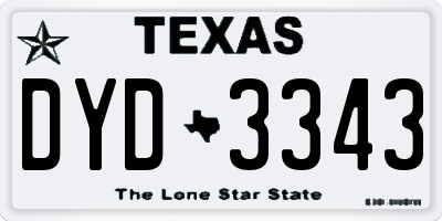TX license plate DYD3343