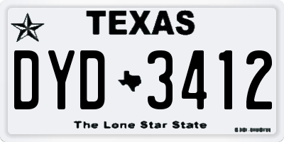 TX license plate DYD3412