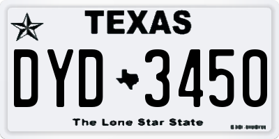 TX license plate DYD3450