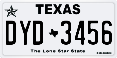 TX license plate DYD3456