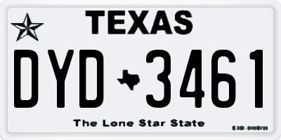 TX license plate DYD3461