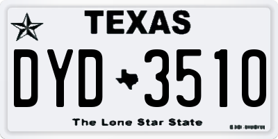 TX license plate DYD3510
