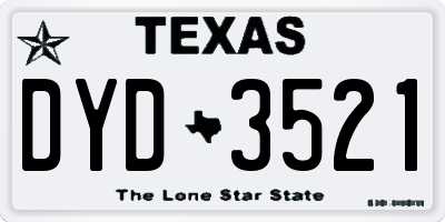 TX license plate DYD3521