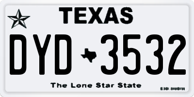 TX license plate DYD3532
