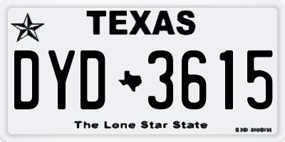TX license plate DYD3615