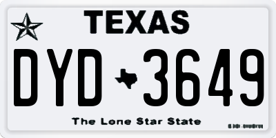 TX license plate DYD3649