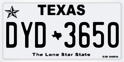 TX license plate DYD3650