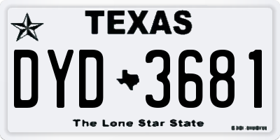 TX license plate DYD3681