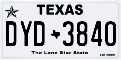 TX license plate DYD3840