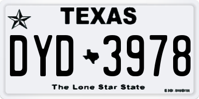 TX license plate DYD3978