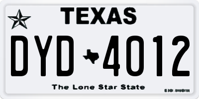 TX license plate DYD4012