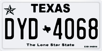 TX license plate DYD4068